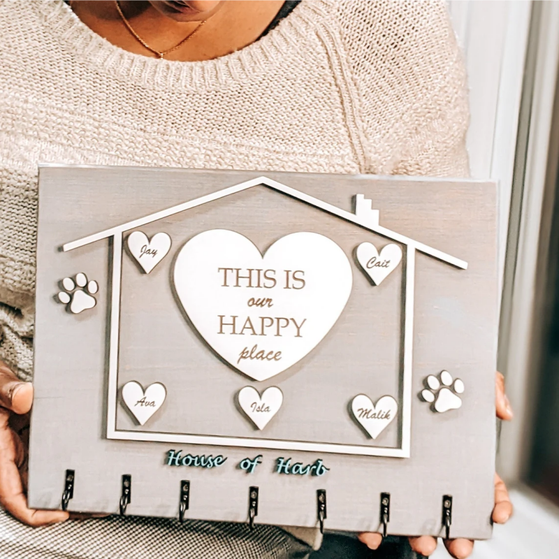 Colgador de llaves de pared de corazón personalizado